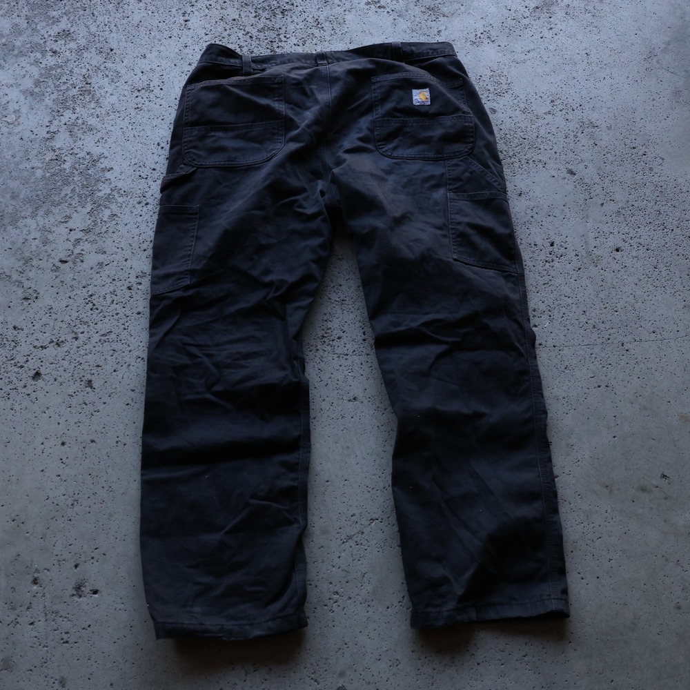 Carhartt Relaxed Straight Carpenter Pants Black Canvas Workwear Faded Size 38x30